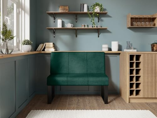 JKG Meble Essbank fur Kuche - Sitzbank Esszimmer - Modern Esszimmerbank Küche - Stoff Velours - gepolsterte Küchensofa - Grün - 100cm