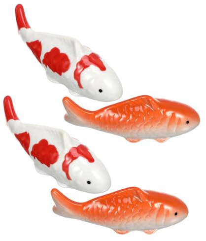 EPIGEIST 4 Pièces Décoration Poissons Flottants Céramique pour Aquarium Statue Poisson Flottante pour Réservoir Eau Douce Ornement Créatif pour Bassin Bureau et Jardin