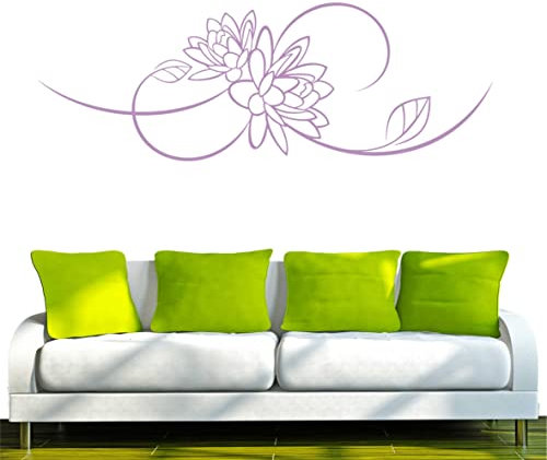 INDIGOS UG WANDTATTOO f356 geschwungenes Blumentribal 240x84 cm - Flieder