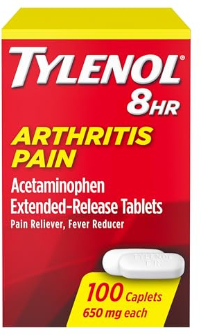Tylenol 8HR Arthritis Pain Relief Caplets, Fast, Strong Pain Relief, 650 mg Acetaminophen for Minor Arthritis & Joint Pain, Fever Reducer, Extended Release, Won't Irritate Stomach, 100 Count