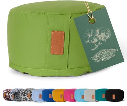 #DoYourYoga rundes Yogabolster - waschbarer Bezug, Bio-Buchweizenschalen (KBA) Füllung, 30 x 15 cm, Yoga Kissen für Yin Yoga & Meditation - hellgrün