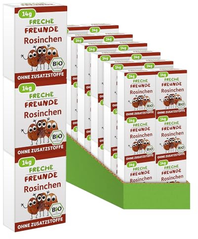 FRECHE FREUNDE Bio Rosinen, Trockenfrüchte Snacks für unterwegs 20x (3x14g)