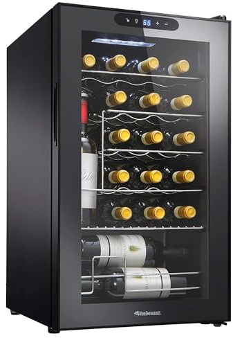 Wine Enthusiast 24-Bottle Compressor Wine Cooler w/Upright Bottle Storage - Freestanding 2.4 Cu. Ft. Wine Refrigerator, LED Digital Control Panel, Energy-Efficient Cooling of 41-64°F
