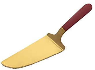 QINGGANGLING999 Pizzaschneider Pizza-Schaufel Edelstahl Zähne Pizza Schaufel Kuchen Butter Dessert Cutter Kuchen Spatel Schaufeln Küchenbackenwerkzeuge Teigschaberkarte (Color : Red Gold)