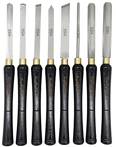 HSS Drechseleisen Drehmeißel Drechselmesser Drechselwerkzeuge Drechselbeitel Drechselbank Stechbeitel Satz Für Holz Drechselzubehör Drehmeissel Hochgeschwindigkeitsstahl (8 Stück)