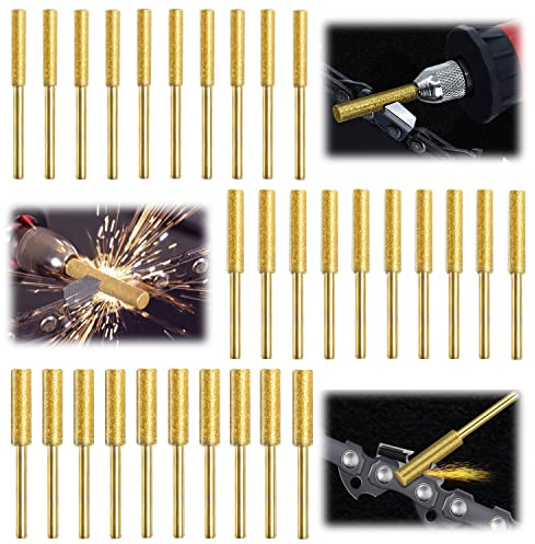 30 Piezas Gabarit Affutage Chaine de Tronconneuse, Diamant Affuteur Affuteuse de Chaine Tronçonneuse, Lime pour Chaine de Tronconneuse, 3 Tailles Différentes pour Tronçonneuse Affûter et Poncer