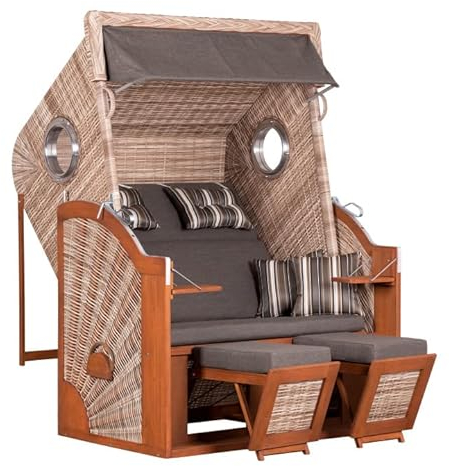 Yoursol by Devries Strandkorb Pure Cliff XL Sun 464, PE, grau, Breite 130 cm, Pinienholz, Ostseeform, Windschutz