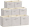 Lifewit Paquete de 8 Cubos de Almacenamiento Plegables, Cestas Organizadoras de Tela, Cajas de Almacenamiento con Asas, Cajas Almacenaje para Guardar Ropa, Juguetes, 26,5 x 26,5 x 28 cm, Gris Claro