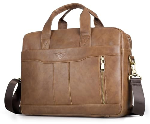 SPAHER Laptoptasche 15.6 Zoll Aktentasche Herren Business Tasche Wasserabweisend PU Leder Tasche Herren Umhängetasche Schultertasche Messenger Bag Männer Geschenk für Schule Reisen Männer