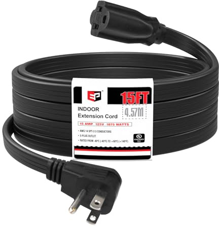 EP - 15 ft heavy duty appliance extension cord 14 gauge, SPT-3 cord, ideal for air conditioners, refrigerators and appliances, indoor use,