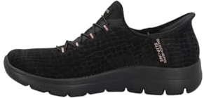 Skechers Summits Classy Night, Scarpe da Ginnastica Donna, Black Mesh/Black/Rose Gold Trim, 39.5 EU