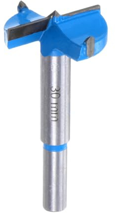 sourcing map Forstner Drill Bits 1-3/16 inch / 30mm Round Shank 5/16 inch, Carbide Forstner Bit Woodworking Hole Opener Cutter Tool for Wood Drilling/Cabinet Hinges, Blue