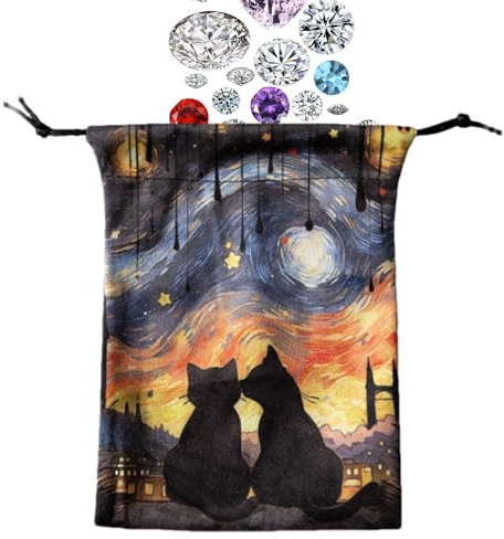 Tarotkort förvaringsväska – påse med dragsnöre, 13 x 18 cm sammetsfodral | skyddande tarothållare, mystisk spåminnelseväska, mjuk förvaring för tärningar, kristaller, runor, smycken, ockulta tillbehör