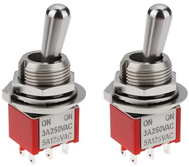ECSiNG 2pcs 2-Way 6-Pin Toggle Switch MTS-202 3A 250VAC DPDT for Guitar Bass