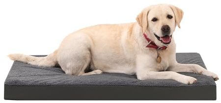 VoltaEcho Panier Chien Moyen Taille, Matelas pour Chien Imperméable et Lavable avec Housse Amovible, Matelas en Mousse à œufs avec Conception Réversible, Gris, 91x68x7cm