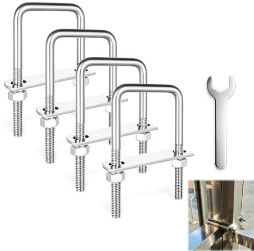 Juego de 4 U-Shaped Bolt, Pernos en U Cuadrado M10 de 120×170 mm con Llave