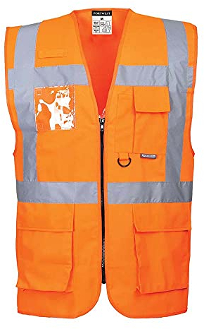 Portwest Gilet Hi-Vis Executive - Berlin, Couleur: Orange, Taille: L, S476ORRL