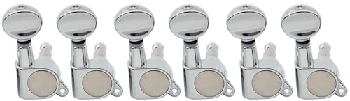Musiclily 6 inline Sealed Guitar Tuners Tuning Pegs Keys Machine Heads Set for Strat Tele Electric Guitar Replacement,Kidney Button Chrome