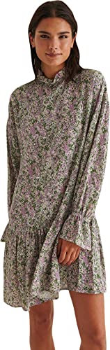 NA-KD Minivestido con Detalle de Volantes Vestido Informal, Flor Rosa, 42 para Mujer