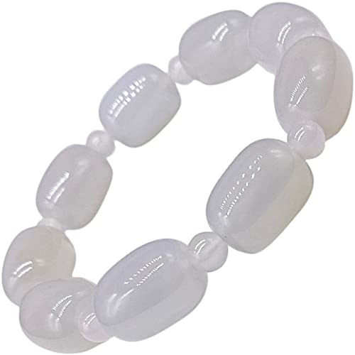 Bracelet extensible en agate pour femme - Bijoux en pierre naturelle - Perles en cristal de style bohème - Fait à la main - Avec boîte cadeau, 7 inch, Pierre précieuse, Agate