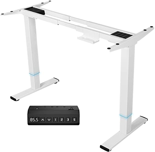 Homall Höhenverstellbarer Schreibtisch Elektrisch Gestell mit 2 Motoren, Elektrisch Schreibtisch bis 100KG, 2-Fach-Teleskop, Tischgestell mit Memory-Steuerung, Kollisionschutz Funktion, Weiß