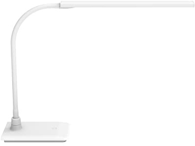 MAUL LED Schreibtischlampe MAULpirro weiß dimmbar mit Standfuß fürs Büro | angenehmes warmweißes Licht, 4 Helligkeitsstufen per Touch, flexibel ausrichtbarer Kopf, sicherer Stand, wechselbare LED