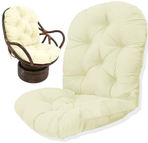 JIcloun Coussin pour Fauteuil à Bascule -Coussins de Chaise à Bascule Pivotant avec Attaches, Coussins de Chaise à Bascule Lavables Inclinable à Bascule en Rotin,A6