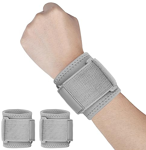 Yasdyri Handgelenk Bandagen 2 Stück Elastische Verstellbare Karpaltunnel Handgelenkstütze Für Links Rechts Handgelenkbandage Für Sport, Fitness, Arthritis, Sehnenentzündung (Grau)