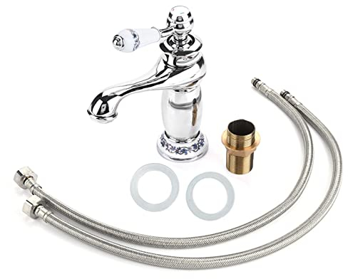 Waschtisch-Mischbatterie, Badarmatur Einhand-Badewannenarmatur Gefäßspülbeckenarmatur Badarmatur Wasserfall Einlocharmatur mit Ablaufgarnitur Versorgungsschlauch Waschtischarmaturen (Silber)