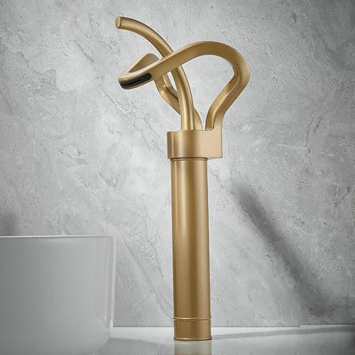 Grifo mezclador de cascada de latón esmerilado moderno para lavabo de baño de un solo agujero, grifo de agua caliente y fría