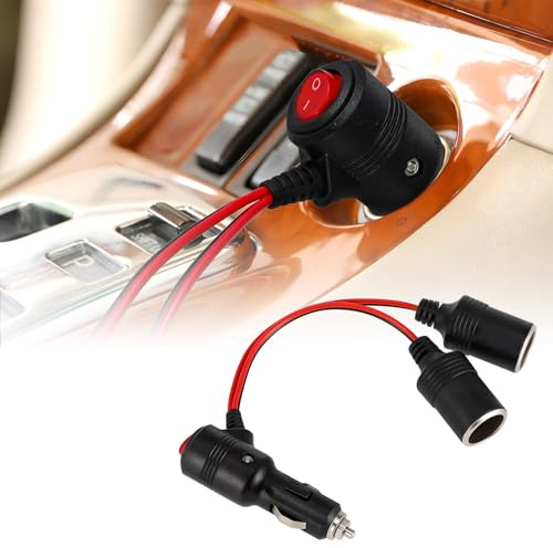 Ciieeo Car Cigarette Lighter Adapter Splitter Extension Cable Connector Switched Vehicle Easy Install
