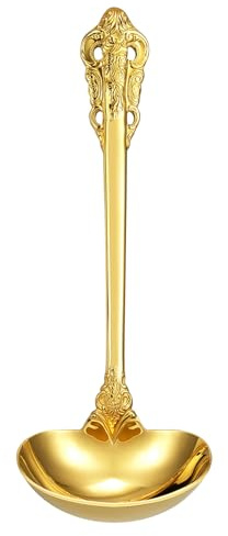 KEAWELL Premium 7.5 inch Luxury Gravy Ladle, 18/10 Stainless Steel, Small Gravy Spoon for Home. Solid and Sturdy, Dishwasher Safe. (1, Gold)