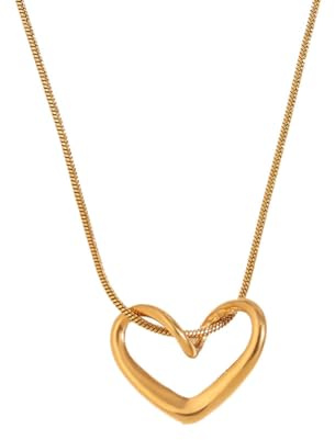 OAKKY Collo con Pendente a Cuore per Donne Uomini Acciaio Inossidabile Semplice Minimalista Delicato Gioiello per il Collo Amore Oro