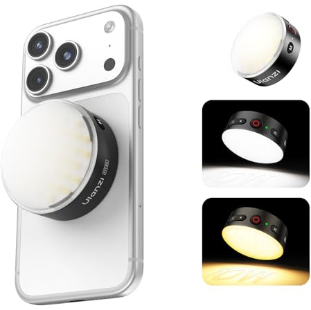 ULANZI MFL01 Magnetisk telefonkamerablixt, 2-i-1 3 000 blixtar Speedlite och selfie-lampa för iPhone Android med Bluetooth, 2500-8500K Mini Flash LED Smartphone fyllning för selfie, foto, Vlog