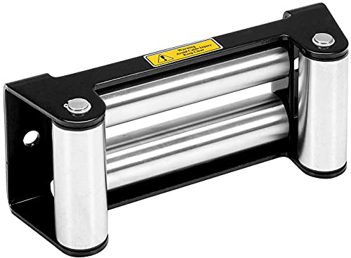 WINCHMAX Large Roller Fairlead to fit up to 17,000lb Winch. Tough Black Gloss Finish. Heavy Duty Zinc Plated Rollers. 295mm x 115mm. Galvanized Rollers with circlips for easy removal