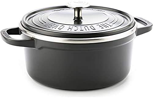 GreenPan Dutch Oven, Cast Iron Casserole Dish with Lid, Toxin Free & Non Stick - Induction & Oven Safe Cookware - 22 cm/3.3 Litre, Grey