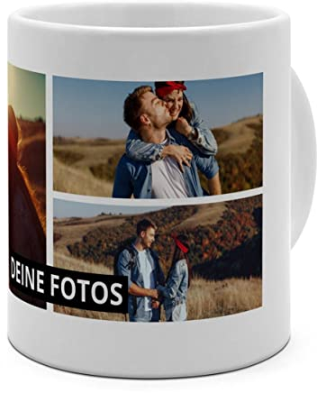 PhotoFancy® - XXL Tasse 'Collage' - Personalisierte Fototasse mit eigenem Foto und Text - Große Tasse selbst gestalten - Jumbo-Becher XXL 750 ml - Layout Collage 3 Bilder