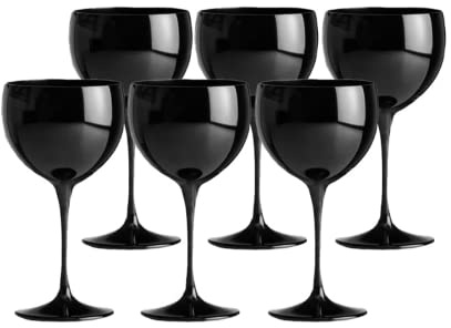 SPARKLERS CLUB Lot de 6 Verres à Piscine couleur 40cl - Verre Incassable en SAN, MADE IN FRANCE, Prise en Main facile, Verre Ballon Piscine pour soirée et évènements - LIVRAISON 24/48H (Noir)