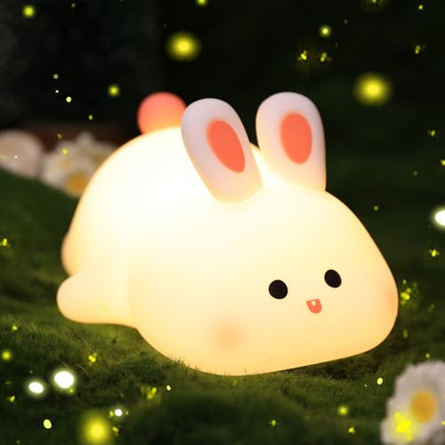 OkiyiD Hasen-Nachtlicht für Kinder - Cute Lampe, Wiederaufladbare Silikon-Hasen-Lampe für Kinder-Nachtlicht, Kawaii Raumdekoration Cute Geschenke Birthday Gifts for Girls