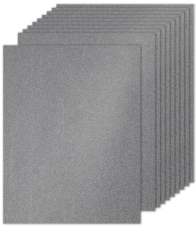 PATIKIL 10 Blätter Graues Glitzer Karton 8,5 x 11 Zoll 250gsm | Glitzer Kartonpapier Rechteck Premium Funkelndes Papier Bastelkartonpapier, Für Scrapbook Karte DIY Kunst Hochzeit Party