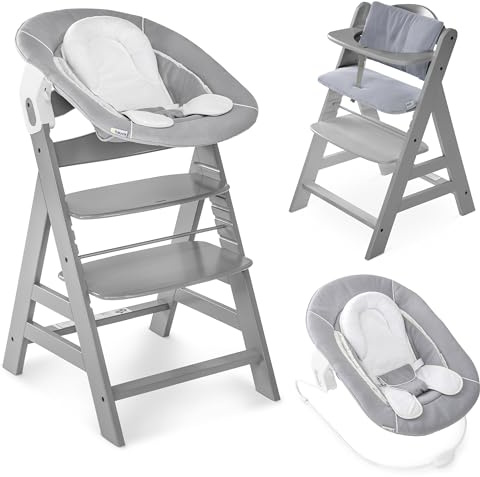 hauck Alpha+ Hochstuhl Newborn Set mit 2in1 Bouncer - Grau