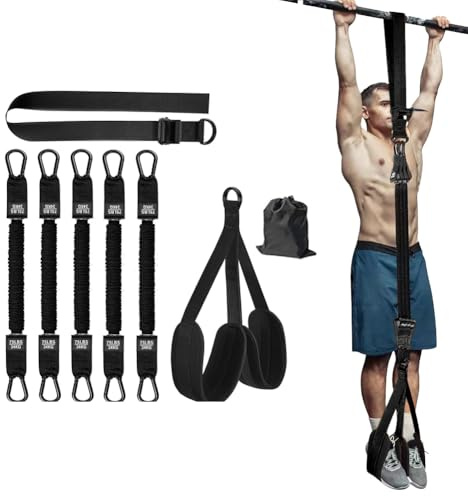 Pull Up Assistance Bands,Heavy Duty Resistance Band Pull Up Assistance Bands,Strength Training Band for Home Gym Fitness,Workout Straps,Adjustable Weight/Size with Feet/Knee Rest (375 LBS-Black)