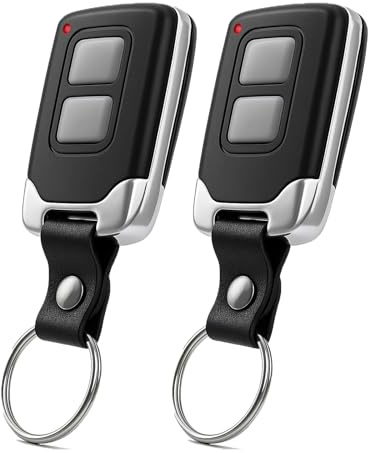 AURIVEE Telecomando Copiatore 433MHz, Pack da 2 Telecomando Universale Cancello Garage, Portata 30-70m, Codice Fisso, Custodia Metallo con Cinturino Cuoio