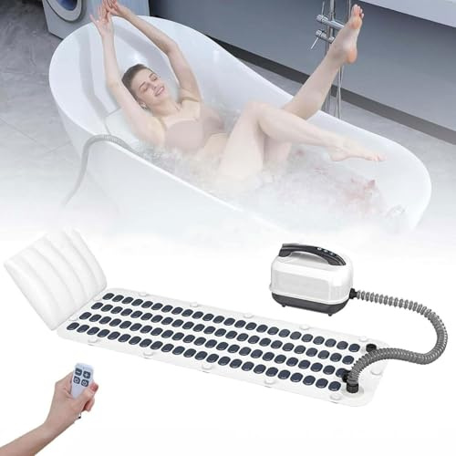 Bärbar Spa-Massageapparat För Bubbelbad Med Trådlös Fjärrkontroll, Elektrisk Badkarsmatta För Kroppsavslappning, 6-Växlad Bubbelvågsmatta För Badkar, Lindra Stress, Förbättra Sömnen