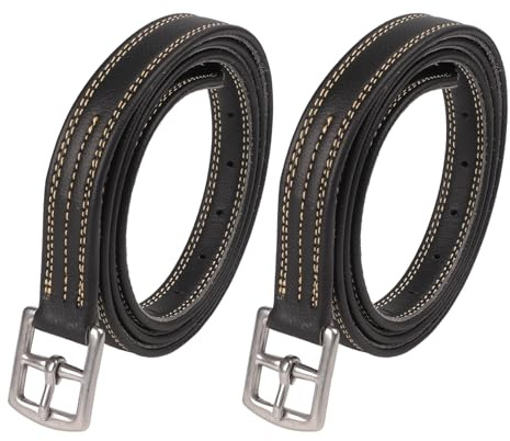 BlissfulAbode Läder stigbygelremmar med rostfritt stål spännen justerbara mikrofiber ridtillbehör, 2-pack