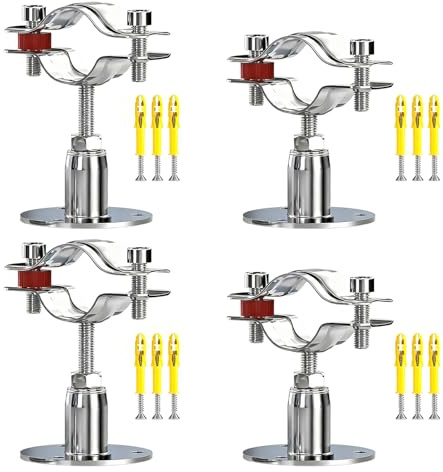 4 Pcs 304 Stainless Steel Pipe Clamp Hanger, Adjustable 30-50mm Pipe Support Bracket with Screws, for 60-65mm（2.36-2.55） Diameter Tube, Wall & Ceiling Mount Pipe Fastener