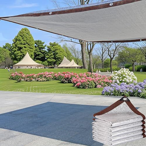 3x4m Malla Sombra Aluminio Reflectante 90% con Ojales Cada 50cm, Lona Parasol Plateada Anti UV para Terraza, Balcón, Pérgola, Invernadero, Aparcamiento y Jardín Exterior