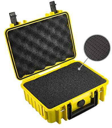 B&W International Transportkoffer Outdoor 1000 (PP.41) Gelb – mit Würfelschaum – Wasserdicht (IP67), staubdicht, schlagfest & extrem robust