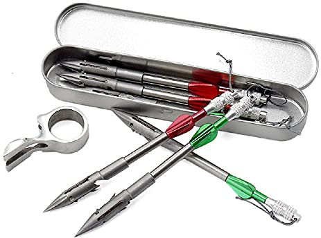 Piaoyu Stainless Fishing Slingshot Broadheads Fish Darts Bowfishing Arrowhead Slingshot (Package2)