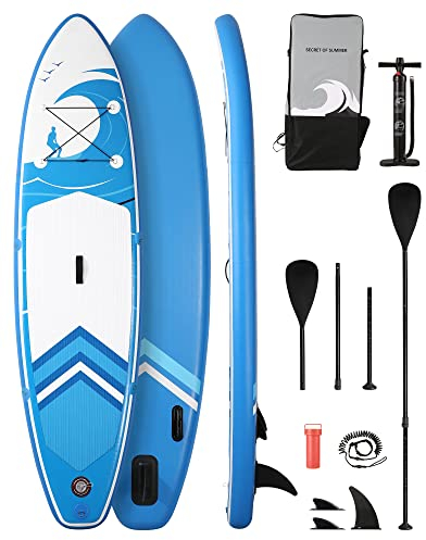 Stand up Paddling Board Aufblasbar Paddle Board SUP Board mit 15 cm Dickes Board & Brettwith Zubehör & Tragetasche & schnelles Pumpen für Erwachsene & Jugendliche zum Paddeln Surfen Angeln Yoga